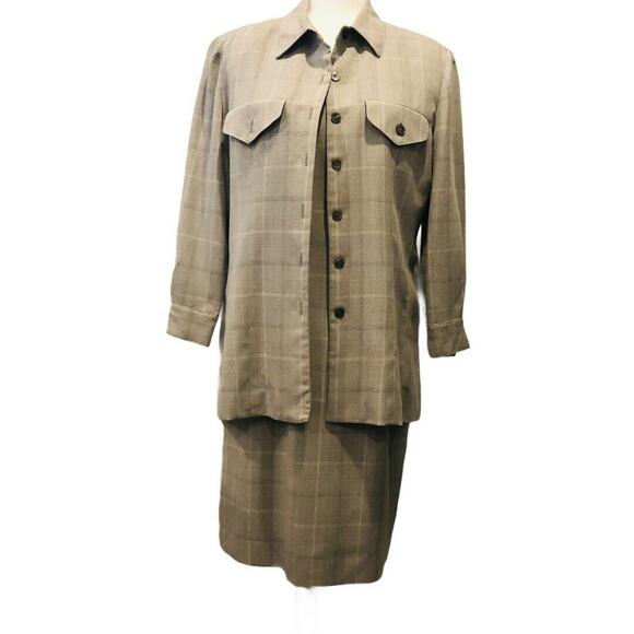 Laura Madrigano Vintage 1980 1990 2 Pc Coat Dress Black White Plaid  Sz 12 - Picture 1 of 6